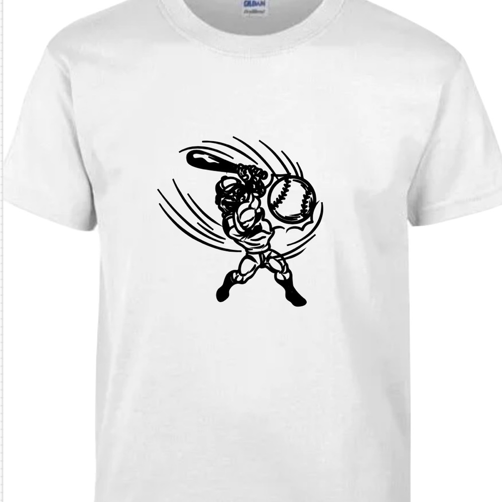 Gildan White Baseball Graphic T-Shirt